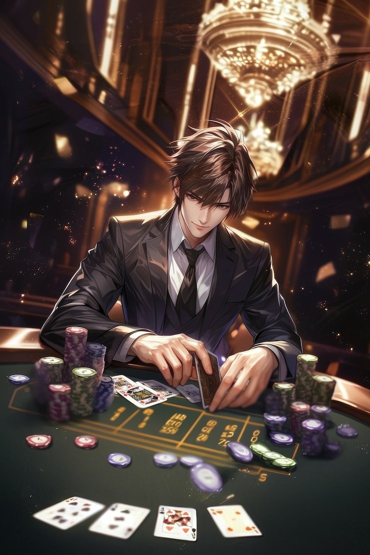 Meja Texas Hold'em Bonus di platform soliter dengan tampilan kartu komunitas dan chip taruhan